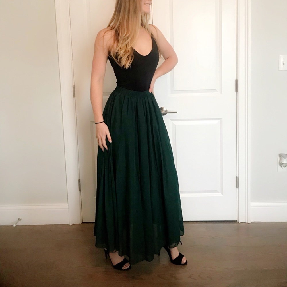 Dark green maxi skirt